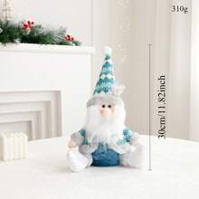 1 件蓝色圣诞节侏儒毛绒装饰 3 件套手工制作的驯鹿雪人圣诞老人侏儒创意圣诞节冬季分层托盘和家居餐桌装饰 - 藍色坐姿 - 查看 10