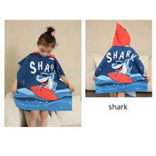 1 件连帽浴袍，1 件，男孩和女孩强吸水柔软透气斗篷，可爱动物图案连帽斗篷毛巾海滩和浴室使用