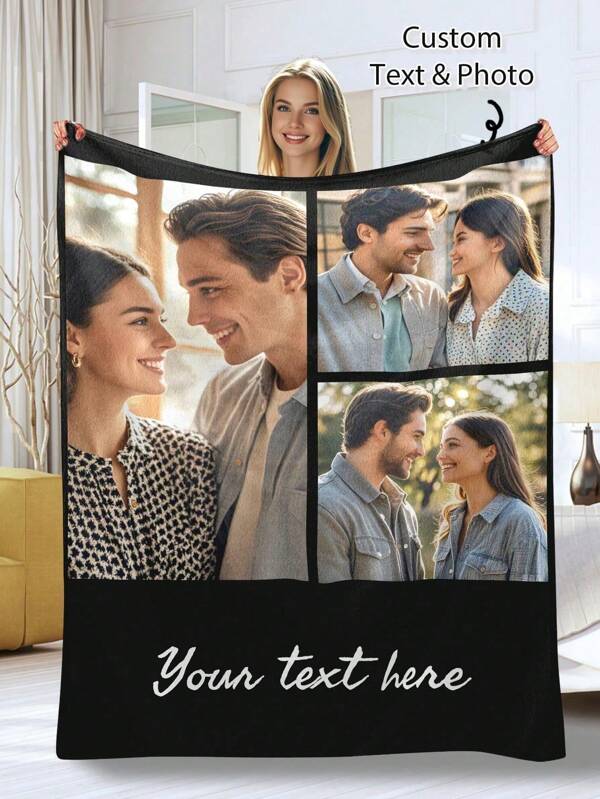 1 pieza Manta de franela personalizada con foto, manta con nombre personalizado - Adecuada para el Día de San Valentín, regalo familiar, regalo de cumpleaños, regalo de boda, regalo para un amigo, regalo para ella, regalo para la novia