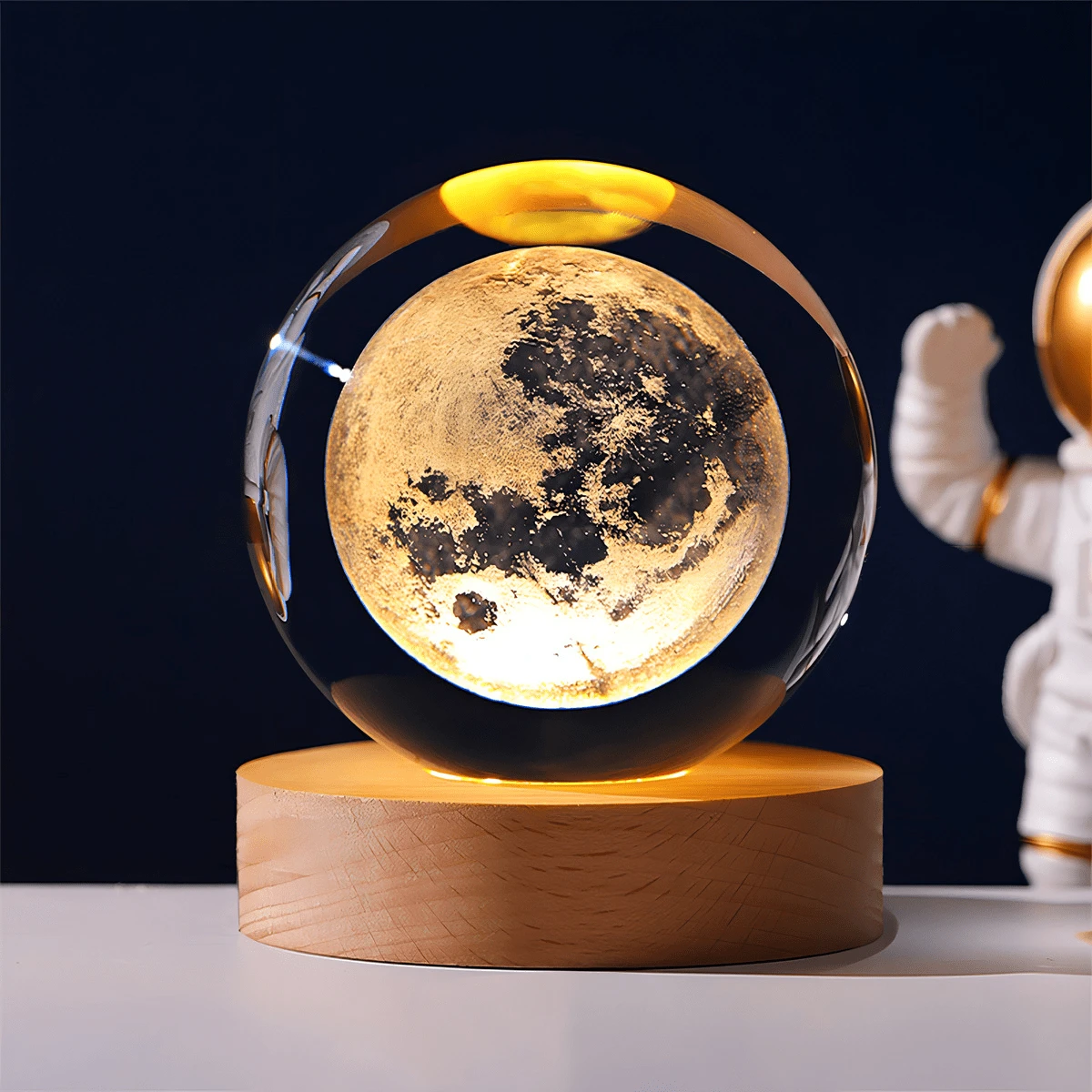 Esfera Cristal 3d Lampara De Noche Led Sistema Solar Luna - la luna - Ver 1