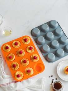 1 Piece Silicone Muffin Pan-12 Cup Muffin Cupcake Baking Pan, Non-Stick Silicone Cupcake Molds For Baking Muffin, Cake, Tart, Bread, Brownie (Grey) - Grey - View 7