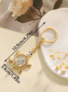 1 Stück und luxuriöser Schlüsselanhänger in Schildkrötenform, süßer europäischer und amerikanischer Stil, bunter Strass-Schmuck, schöner Schlüsselanhänger und Taschendeko für Damen