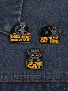 3 chiếc ghim tráng men COME TO THE CAT SIDE tùy chỉnh THE DARK SIDE MADE ME DO IT trâm cài áo huy hiệu vải trang sức động vật quà tặng cho bạn bè - Nhiều màu - Xem 4