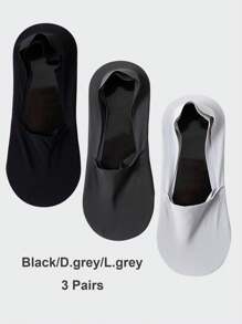 1/3/6 Pairs Men's Solid Bottom Breathable Solf Nylon Upper Low Cut Invisilbe No Show Socks With Non-Slip Gel At Heel, Suitable For Sports Or Daily Use