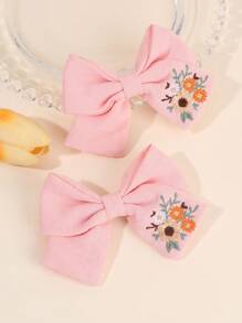 2 stuks kleurrijke haarstrikken clips voor meisjes, stoffen borduurwerk bloemen decor alligator clips strik haarspelden voor kinderen, schattige haaraccessoires voor peuters feestcadeaus