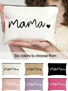 Printed With Letters Mama Multi Functional Canvas Bag, Makeup Bag - Lightweight And Odorless Polyester Travel Wash Bag,Portable Makeup Bag, Perfect Travel Organizer For Cosmetics And Stationery, Canvas Bag,Fashionable Multifunctional Makeup Bag, Mother Makeup Bag, Travel Essentials, Dormitory Supplies, Bathroom Storage, Jewelry Storage, Lip Oil And Cosmetics Storage Bag School Supplies Pouch Make Up Bag Holiday Essentials,Mother's Day Gift