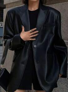 Nueva chaqueta blazer negro, holgada, retro y clásica para mujer. Prenda de vestir urbana, adecuada para otoño e invierno. Este blazer de alta calidad presenta un diseño de solapa pico, emanando un aire de lujo. Es un artículo muy versátil y personalizado, apropiado para diversas ocasiones importantes como fiestas, escenarios, citas, bodas y otros eventos. Festival de mujeres