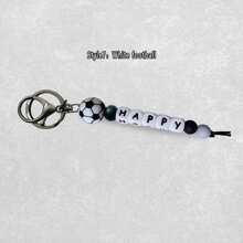 1pc Colorful Football Silicone Keychain, Personalized Handmade Custom Beads, Sports Keychain/Backpack Chain, Sports Gift,Apparel Accessories,Chic Autumn,Boyfriend,Girlfriend,Family,Friends - Silicone Keychain - View 16