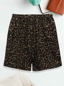 Men's Leopard Print Drawstring Waist Straight Leg Casual Shorts, Breathable & Cool For Summer Vacation & Beach