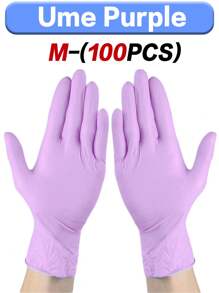 100/50/30/10pcs Prune Disposable Nitrile Gloves, Waterproof, Oil-Proof, Thick, Suitable For Kitchen, Beauty, Household, Suppliers For Kitchen, Bathroom, Home Cleaning, Household Products