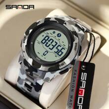 SANDA. SANDA Men Smart Electronic Watches Pedometer Calories 50M Waterproof Fitness Timer Alarm Clock Date LED Digital Watch Military Outdoor Sports Swimming Multifunction Wristwatch
