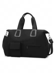 1 pieza Bolsa de gimnasio para separación húmeda y seca, negra, bolso de fitness unisex para viajes con gran capacidad y compartimento independiente para zapatos