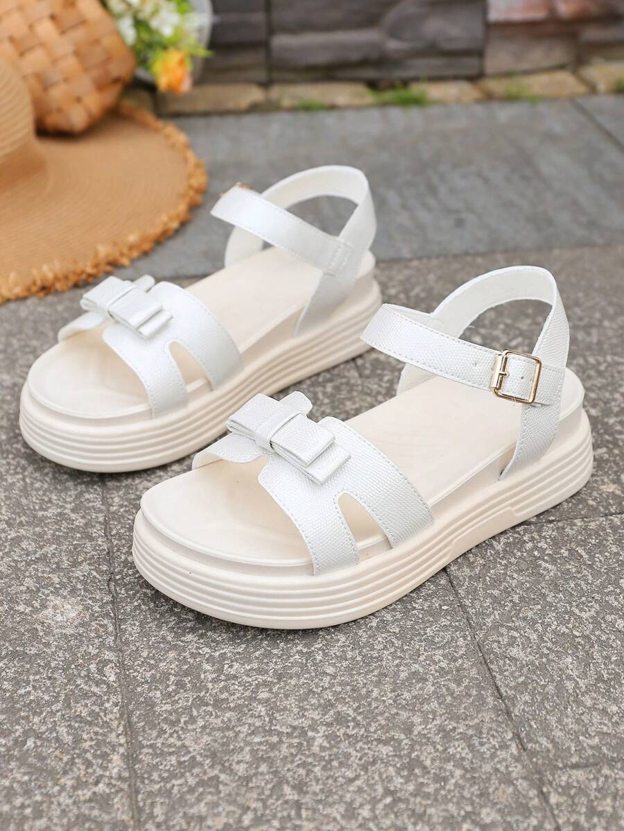 Women's Fashion Thick-Sole Sandals With Bowknot Design