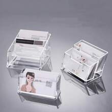 1pc Clear Acrylic Business Card Holder, Double/ Triple-Layered Simple Desk Name Card Stand For Trade Shows And Offices, Back To School Valentine Day