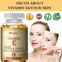 Bcuelov Vitamin E Capsule 450 Mg - Antioxidant, Support Hair, Skin, Nails, Eye Health -120 Softgels - 1 chai - Xem 7