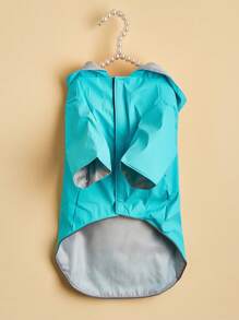 1pc Hooded Pet Rain Coat, Waterproof Mesh Breathable Moisture-Wicking Solid Color Pet Windbreaker