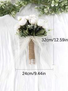 1pc Artificial Roses Bride Bouquet, Artificial Flowers Roses Tossing Bouquet For Bridesmaid For Wedding Ceremony Anniversary