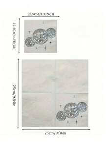 30pcs/20pcs/10pcs/1pc Disco Ball Patterned Disposable Napkins, Modern Ball Design Paper Napkins, Foil Embossed Disco Cocktail Napkins For 70s, 80s, 90s Themed Parties, Suitable For Engagement, Birthday, Graduation, Bridal Shower, Fall Decor, Halloween, Christmas - Silver - View 8