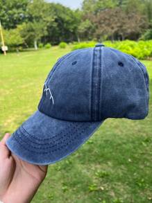 Unisex Plain Washed Embroidered Mountain Peak Vintage Baseball Cap, Suitable For Daily, Couples, Vacation Outfit - H25-042 - View 3