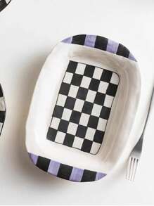 1 件黑白陶瓷条纹餐具套装，包括碗、甜点碗、沙拉碗、早餐碗、意大利面盘，适用于家庭、餐饮、节日、家庭聚会