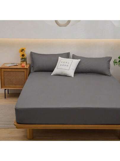 Jednokolorowe, proste, miękkie i wygodne, prane, dopasowane prześcieradło, jednokolorowy pokrowiec na materac, ochraniacz na materac - pełny pokrowiec na materac - prześcieradło przeciwpyłowe - jednoczęściowy, przeciwpyłowy pokrowiec na prześcieradło - wiele kolorów: jasnoszary, ciemnoszary, biały, khaki, zielony - wiele rozmiarów