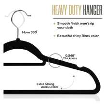 Premium Velvet Hangers 150 Pack - Non-Slip Clothes Hanger With Tie Bar - Black Hangers With 360 Degree Rotatable Hook - Heavy Duty Coat Hanger