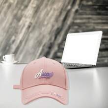 Women Baseball Cap, Embroidery Letters Adjustable Hat Ponytail Baseball Hat For Casual Daily - Pink - View 4