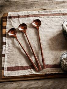 1 件 10.8 英寸超长天然亚洲楠木木勺（2/3/5 件套）- 食品安全且可用洗碗机清洗的厨房用具，用于搅拌咖啡、烘焙、汤和甜点，防刮烹饪工具