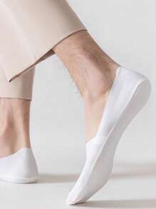 1/3/6 Pairs Men's Solid Bottom Breathable Solf Nylon Upper Low Cut Invisilbe No Show Socks With Non-Slip Gel At Heel, Suitable For Sports Or Daily Use