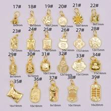 Colgante con carácter de 'Fu' con baño de oro de 14k para hacer joyas DIY, accesorio para brazaletes o collares