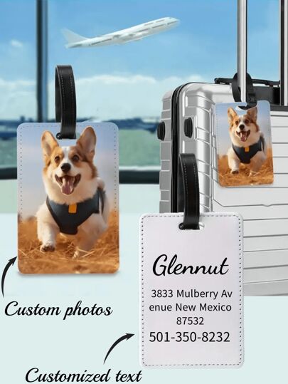 1 pieza Etiqueta personalizada para equipaje de la familia de PU, Identificación de viaje personalizada para bolsos, mochilas, maletas, regalo único para el Día de San Valentín, cumpleaños, vacaciones, viajes. Foto personalizada, nombre, número, dirección en ambos lados.