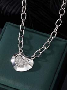 1pc Mother's Day Love Rhinestone S OT Clasp Necklace, Simple Atmosphere Commuter Necklace ( Material)