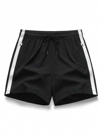 Pantaloncini da spiaggia neri da uomo, ad asciugatura rapida, nuovi per l'estate, sportivi, morbidi e traspiranti, per surf e nuoto, pantaloncini casual da spiaggia per vacanze