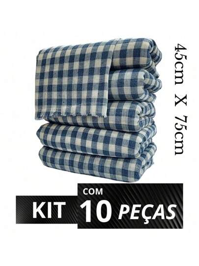 Kit Pano de chão grande Alvejado xadrez duplo 100% algodão