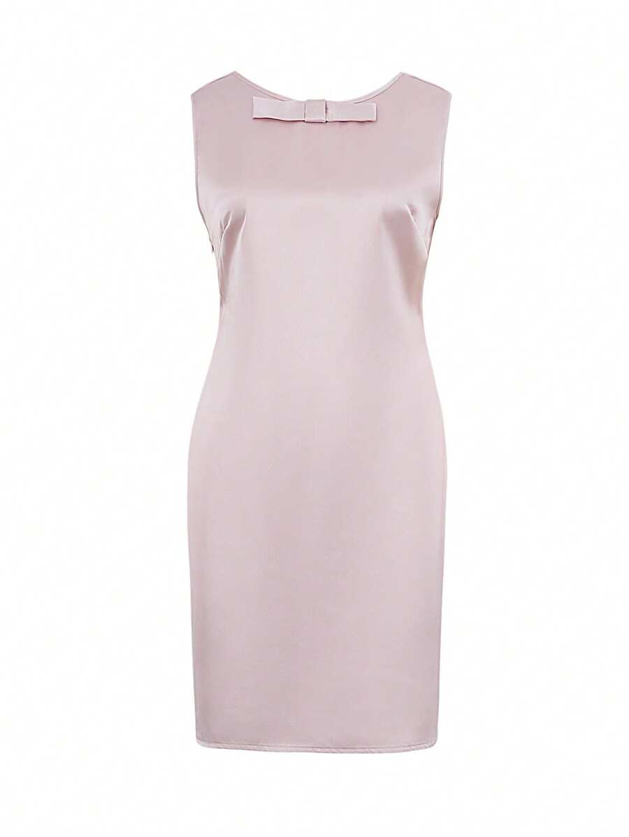 Look Polly Easter Music Festival Vacation Business Casual Women's Wear Black Sexy Bareback Bow Tie Solid Color Sleeveless Birthday Party Dinner Graduation Dress Semi Formal Dress Evening Dress Christmas - Pink - View 1