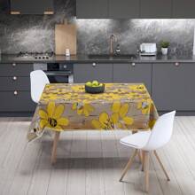 1 pièce Nappe de table polyester avec motif vibrant d'abeille jaune et de rayon de miel pour le printemps et l'été - sans pli, belle couverture de table florale parfaite pour la maison, la cuisine, la salle à manger, la décoration de pique-nique