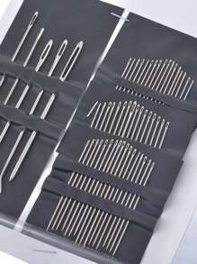 55pcs Stainless Steel Needle, Embroidery Needles For Hand Sewing, Easy Side Threading, Stitching Tools