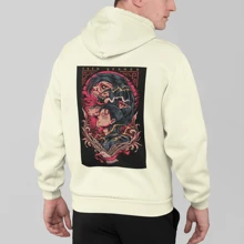 Sudadera Hoodie Anime Attack Titan Lagrima Unisex con Capucha - Beis - Ver 2