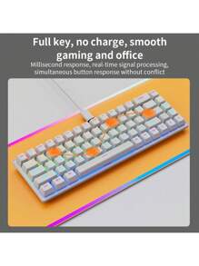 Clavier mécanique filaire K68 avec 10 types d'éclairage coloré, compatible pour le jeu et le bureau avec les systèmes Microsoft Windows et Apple iOS