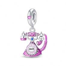 1 Piece Silver Plated Time Travel Camera Vintage Pocket Watch Telephone Time Gate Sweet Pink Robot Small Rocket Bead Pendant Suitable For DIY Jewelry Making Original Bracelet Necklace Beads Women's Jewelry Birthday Gift Valentine's Day Memorial Gift