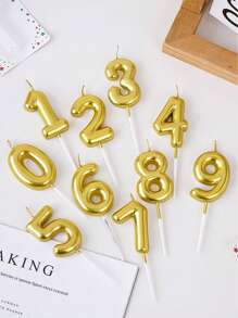 1 pieza Vela con número de cumpleaños dorada y plateada, Vela con número decorativa para pastel de cumpleaños, Artículo decorativo para pastel, repostería y fiesta, Regreso a clases, Día de San Valentín