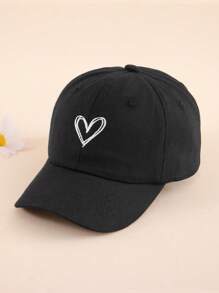 1顶心形图案可调节水洗棒球帽，适合春秋季户外防晒，男女皆宜。