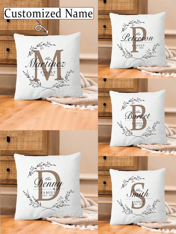 1 pieza Funda de cojín personalizada con apellido, personalizada con nombre y fecha de establecimiento, regalo ideal para boda, Día de la Madre, cumpleaños, aniversario, parejas, decoración del hogar, adecuada para sofá, dormitorio, sala de estar, cama, decoración del coche