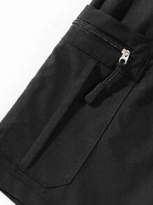 Men's Spring And Summer Casual Shorts In Black With Drawstring And Elastic Waist, Suitable For Running, Hiking, Fishing, Trekking, And Camping - Black - View 5