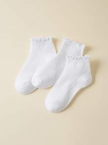 6 Pairs Solid Color Children's Socks, Comfortable For Spring/Autumn, Gift/Festival - Multicolor - View 5