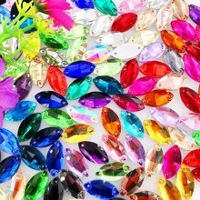 Szkło w kształcie navette, wielokolorowe, błyszczące, ręcznie robione, do szycia, kryształowe, ręcznie szyte, kryształki ozdobne, płaskie z tyłu, z otworami, klejnoty, akcesoria DIY, kamienie do przyszywania, strass do ozdabiania ubrań, sukienek, toreb, butów, broszek, kolczyków, rękodzieła
