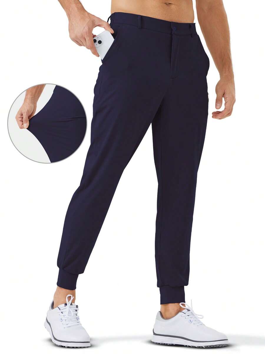Men's Lightweight Golf Joggers Pants, 4-Way Stretch Slim Fit Sweatpants With Zipper Pocket For Running, Workout & Athletic Work Wear