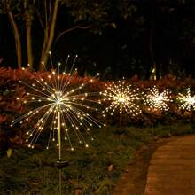 2 Packs Solar Lights Outdoor 150/60/200 /120/240/360/480 Solar Lights Dandelion 8 Modes Garden Decoration Solar Fireworks Solar Garden Lights
