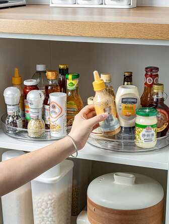 1pc Slouchy Susan Turntable Organizer For Refrigerator, Rotating Spice Rack For Cabinet, Kitchen Countertop, Pantry, Anti-Slip 360° Rotating Tray For Kitchen Storage And Organization, Table Decor, Holiday Gift, Christmas Present