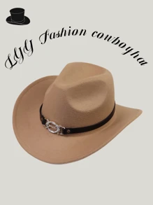 1pc Tie-Dye Letter Casual Bohemian Retro Vintage Elegant Cute Polyester Solid Color Western Cowboy Party Cap, Unisex Fedora Hat For Gathering, Festival, Outdoor Riding